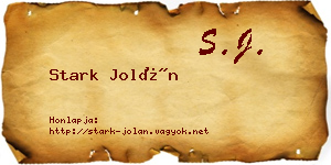 Stark Jolán névjegykártya